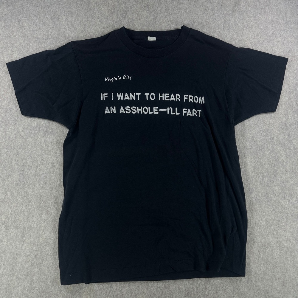 Virginia City Nevada Tourist Mens Funny Ahole Fart Saying Tee Black Size Large